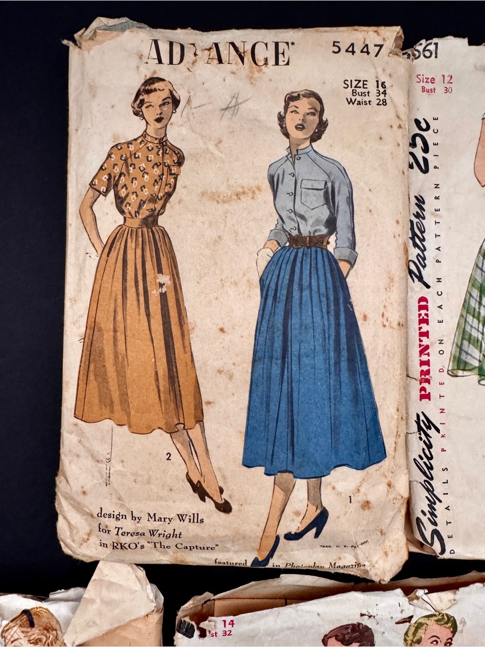 Vtg Sewing Pattern Lot Simplicity Misses Butterick Dresses 50s Sz 12 14 16 Cut - Picture 2 of 11